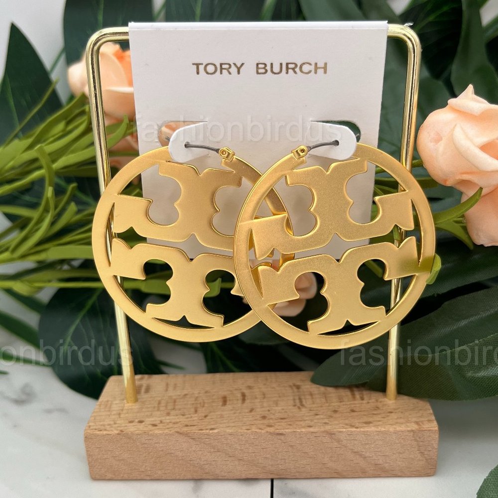 Tory Burch Miller Hoop Earrings in Matte (18K Gold-Plated) (NWT) (AUTHENTIC)